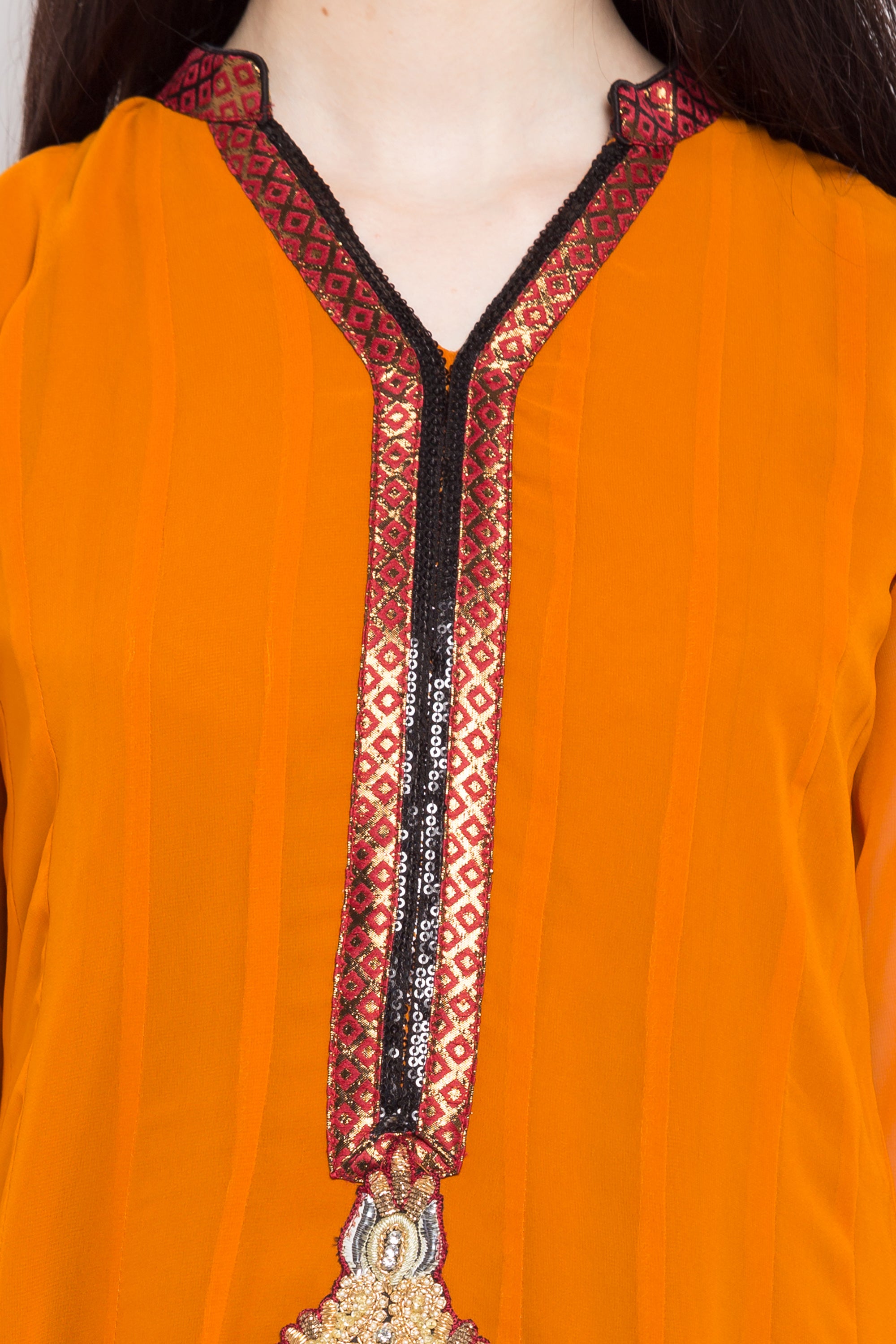 Faux Georgette Anarkali Kurti Top In Orange