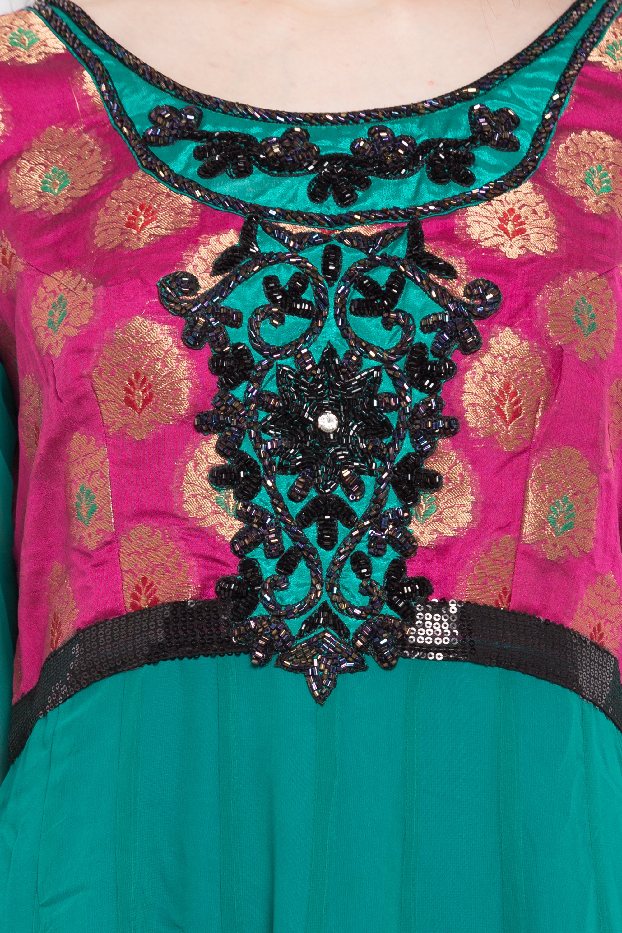 Faux Georgette Anarkali Kurti Top In Green