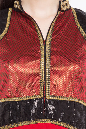 Faux Georgette Anarkali Kurti Top In Red