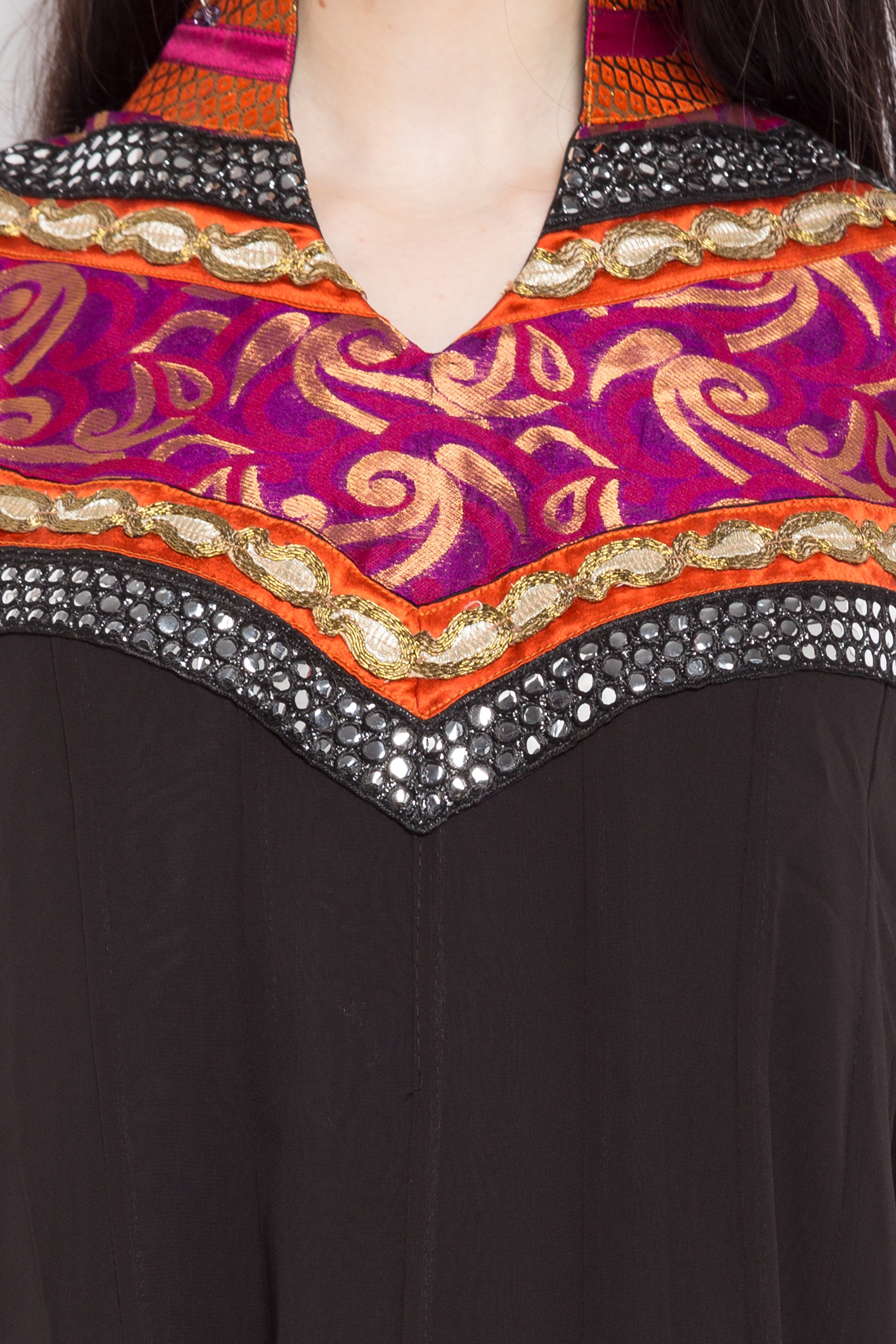 Faux Georgette Anarkali Kurti Top In Black