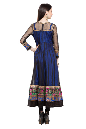Net Anarkali Kurti Top In Navy Blue