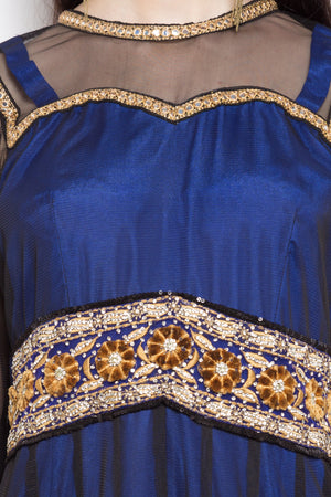 Net Anarkali Kurti Top In Navy Blue