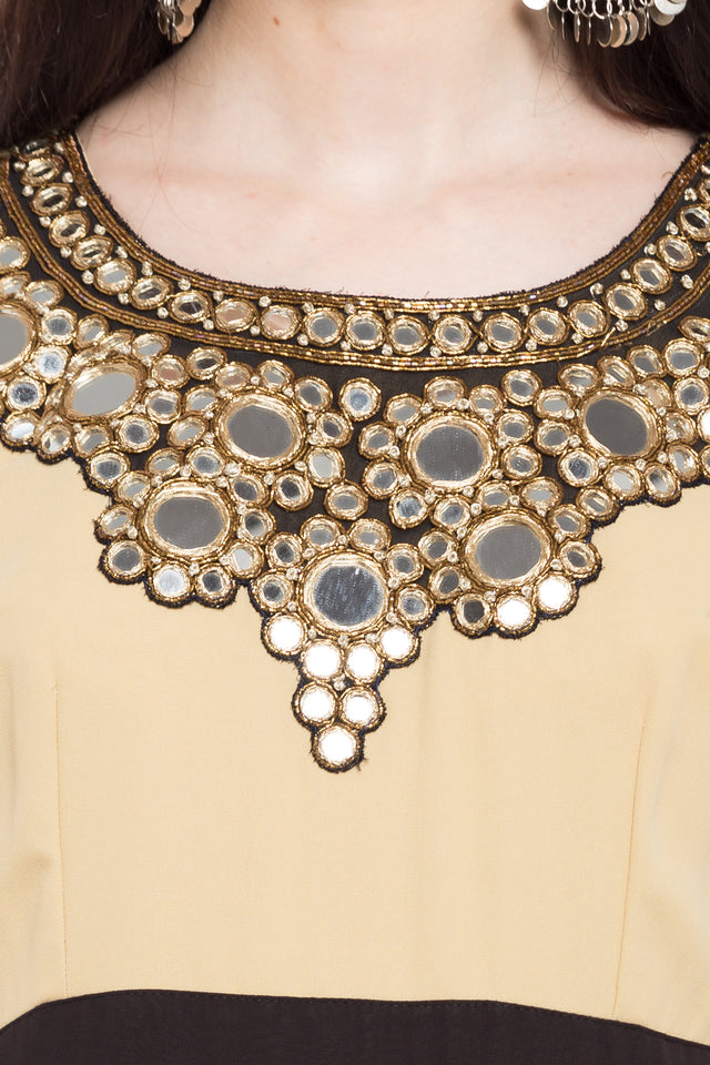 Faux Georgette Anarkali Kurti Top In Off-White