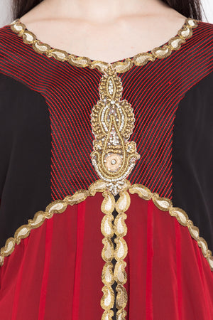 Faux Georgette High-Low Kurti Top In Red