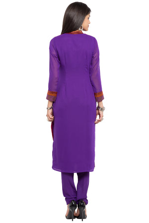Faux Georgette Staright Kurti Top In Purple