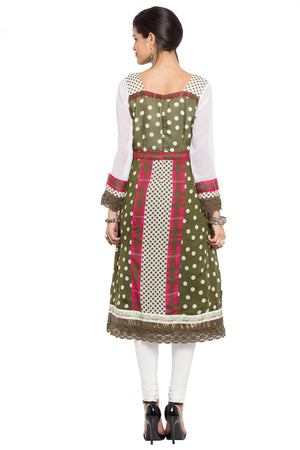 Faux Georgette Anarkali Kurti In Green