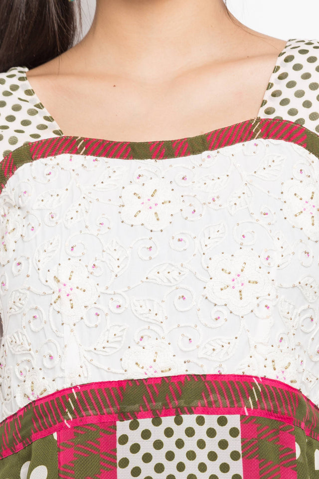 Faux Georgette Anarkali Kurti In Green