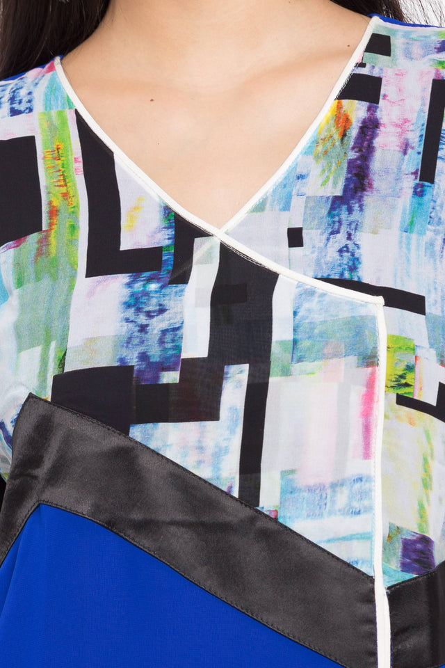 Faux Georgette Straight Kurti Top In Blue