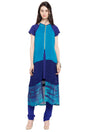 Faux Georgette Straight Kurta Top in Blue