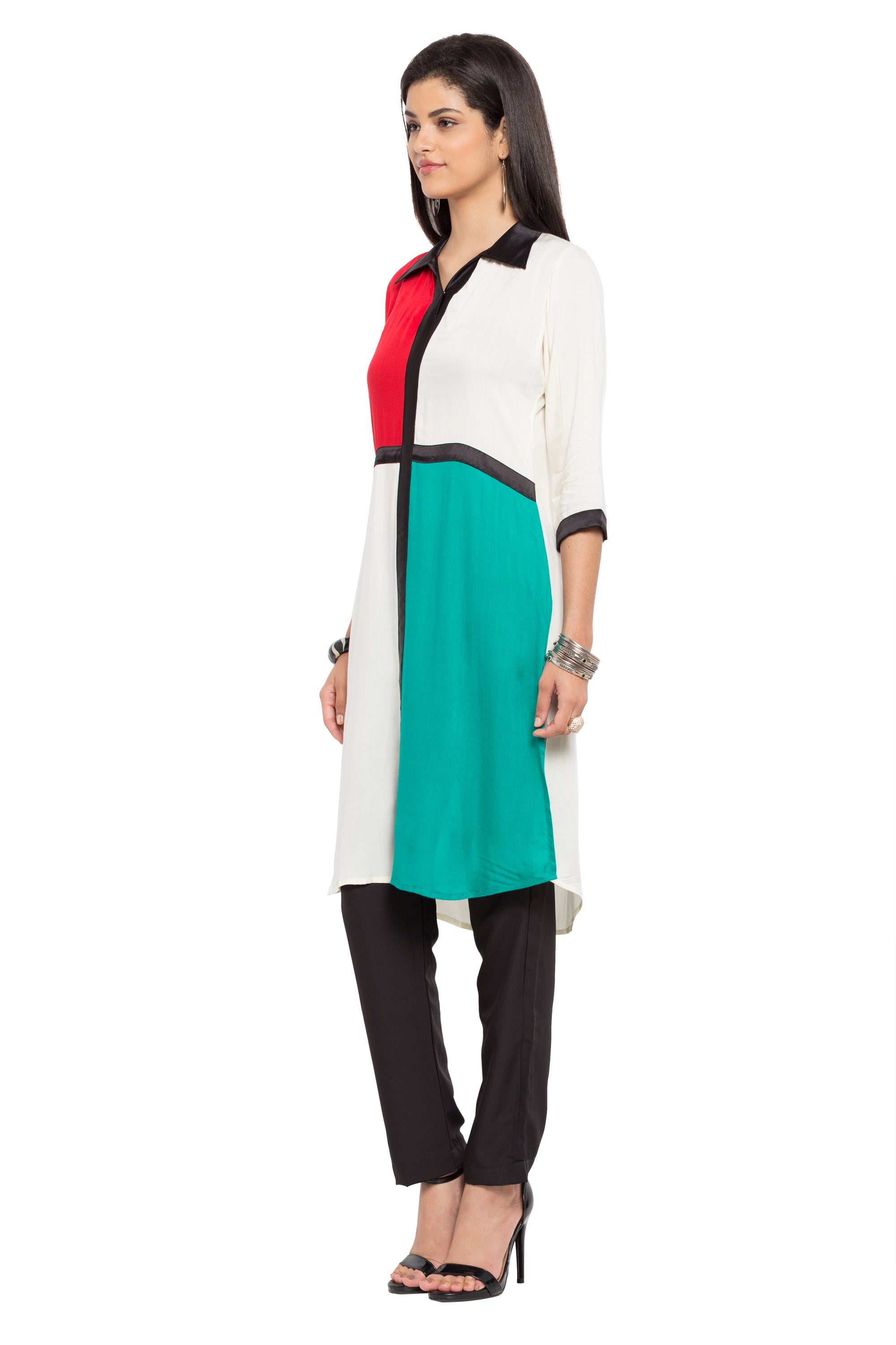 Faux Georgette Straight Kurti In White
