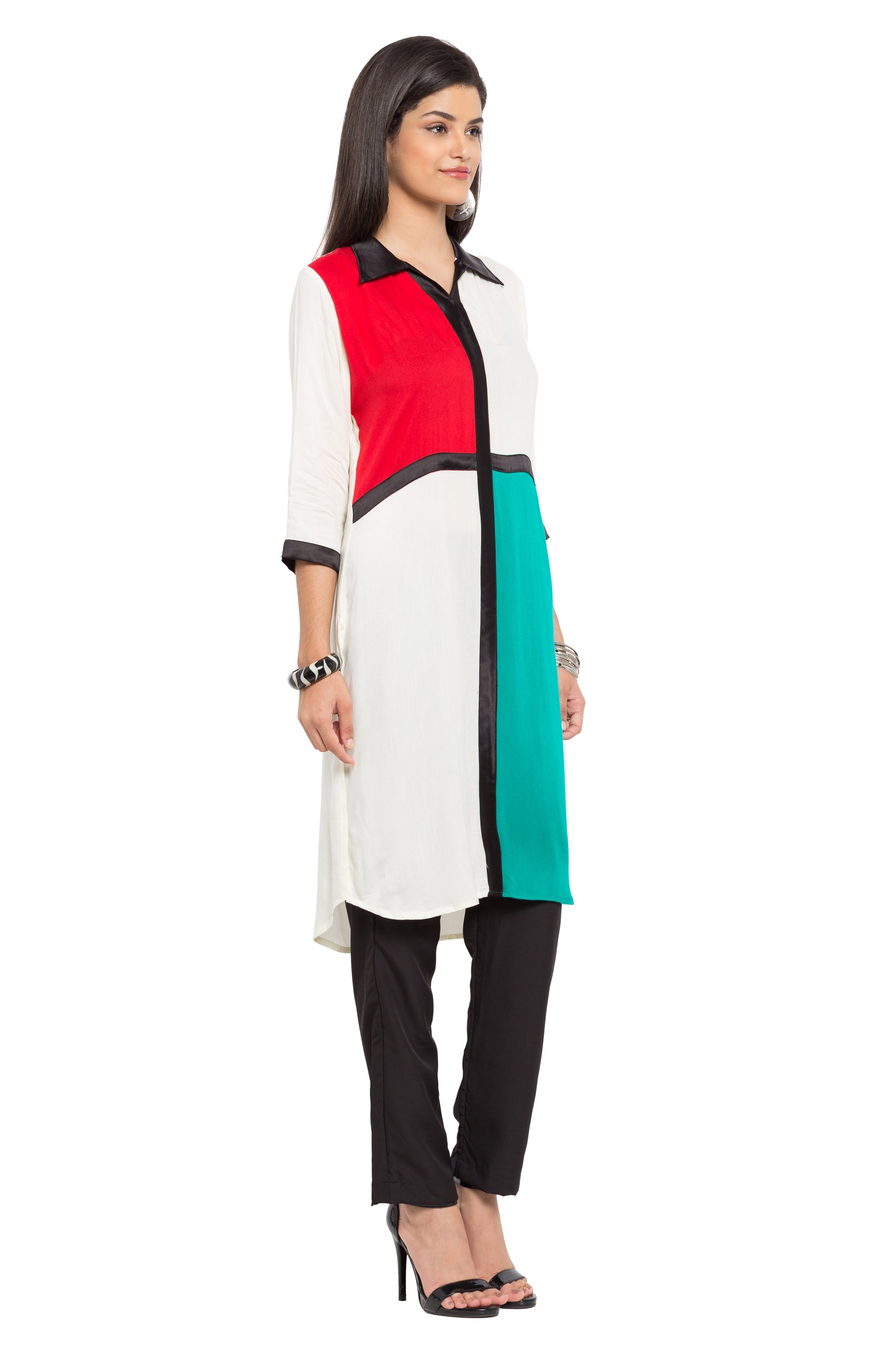 Faux Georgette Straight Kurti In White
