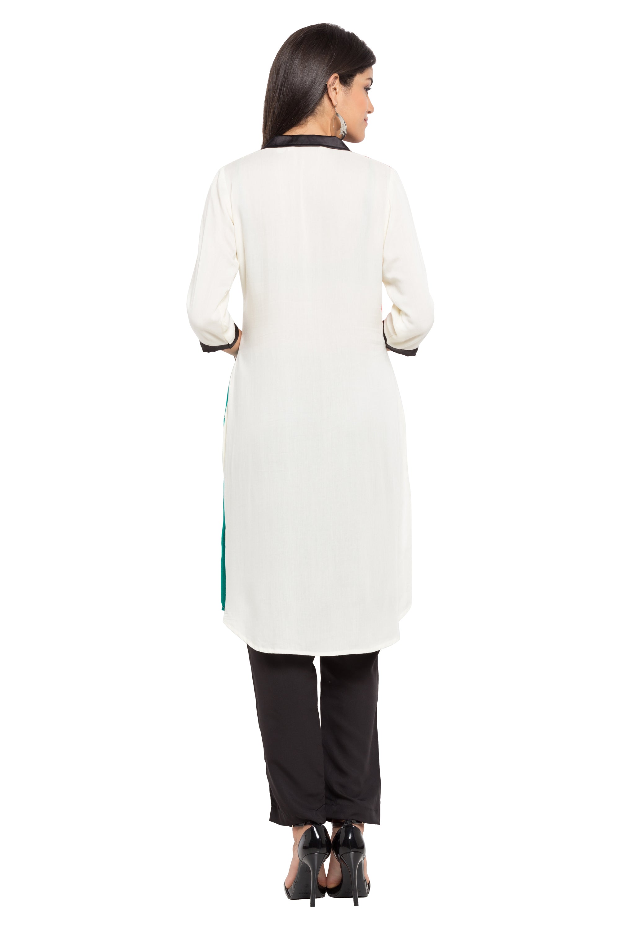 Faux Georgette Straight Kurti In White