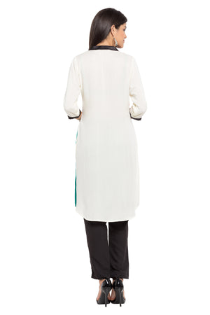 Faux Georgette Straight Kurti In White