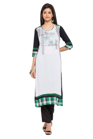 Blended Cotton Straight Kurti Top In White