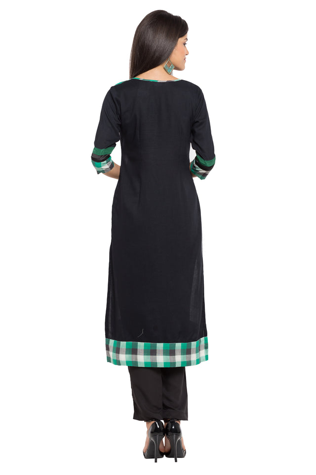 Blended Cotton Straight Kurti Top In White