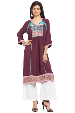 Faux Georgette Anarkali Kurti In Purple