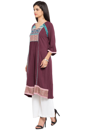 Faux Georgette Anarkali Kurti In Purple