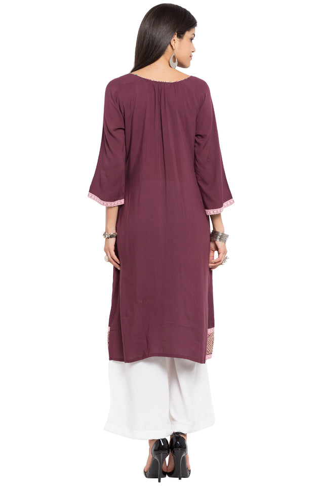 Faux Georgette Anarkali Kurti In Purple