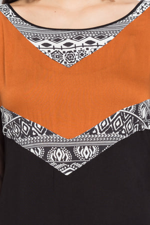 Blended Cotton Straight Kurti Top In Black