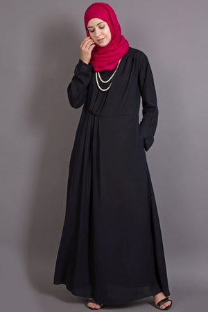 Buy Polyester Solid Abaya in Black