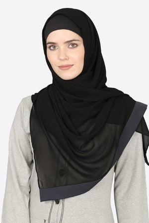 Buy Georgette Solid Hijab in Black and Blue