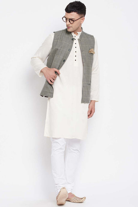 Buy Men's Multi Merino Checks Nehru jacket Online - KARMAPLACE