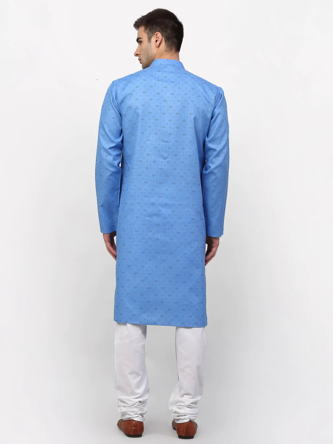 Men's Blue Cotton Printed Kurta Top