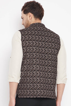 Buy Men's Merino Stripes Nehru Jacket in Black