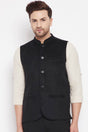 Buy Men's Wool Solid Nehru Jacket in Black