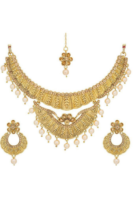 Buy Women's Alloy Necklace in Gold and Brown Online