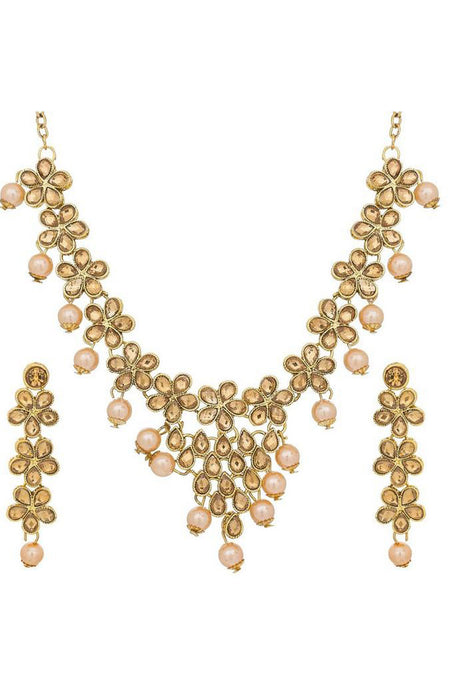 Buy Women's Alloy Necklace in Brown and Gold Online