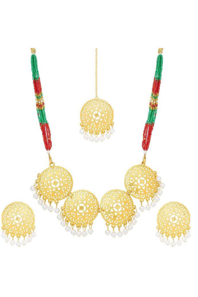 Women's Alloy Necklace In Gold And White