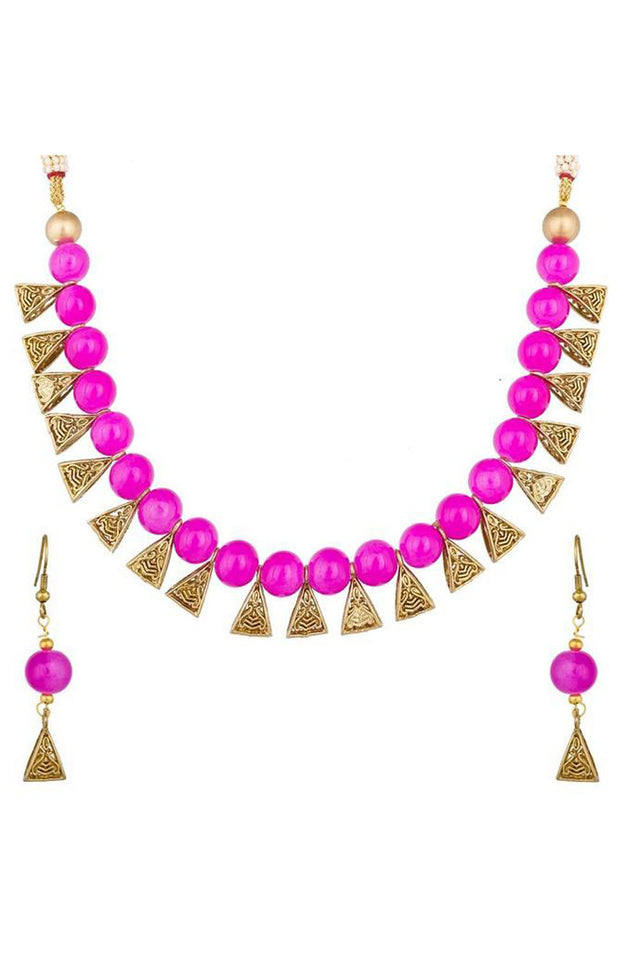 Buy Women's Alloy Necklace in Pink Online