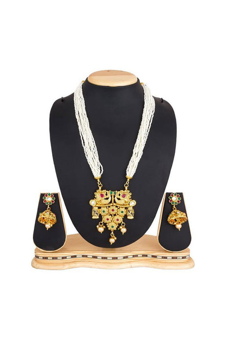 Buy Women's Alloy Necklace in Gold and White Online