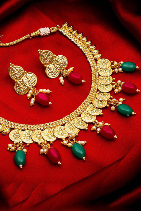  Shop Women's Alloy Necklace and Earrings Set in Gold At KarmaPlace