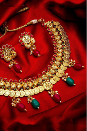 Shop  Alloy Necklace and Earrings  For Women's Set in Gold At KarmaPlace