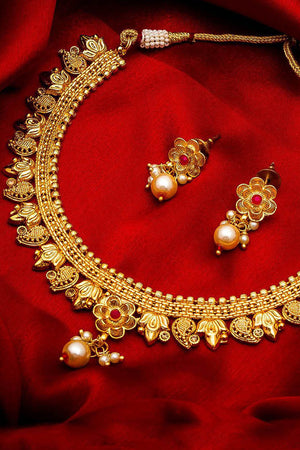 Women's Alloy Necklace And Earrings Set In Gold (NK-2865)