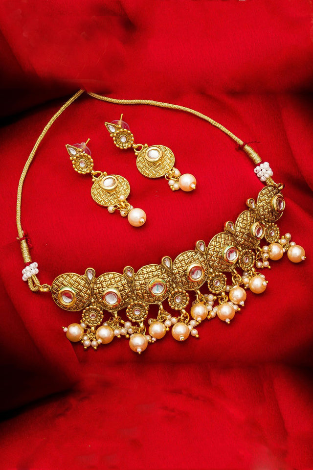 Women's Alloy Necklace Set In White And Gold