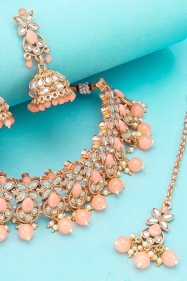 Peach colored beautiful Necklace Set - Rent main image 1