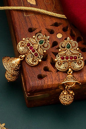 Women's Copper Choker Necklace Set In Gold