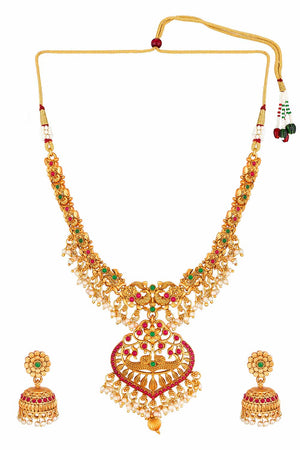 Traditional Gold Plated Temple Work Necklace