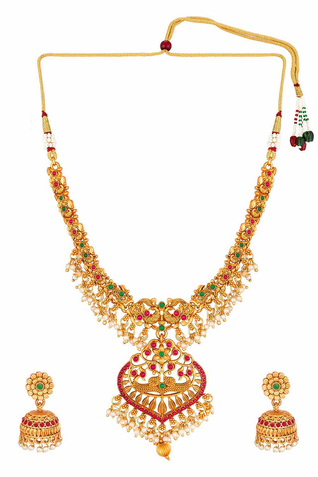 Traditional Gold Plated Temple Work Necklace