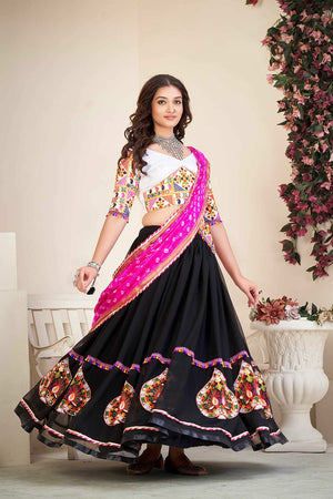 Black Georgette Embroidered Lehenga Choli