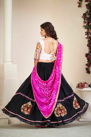 Black Georgette Embroidered Lehenga Choli