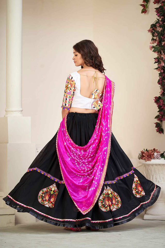 Black Georgette Embroidered Lehenga Choli