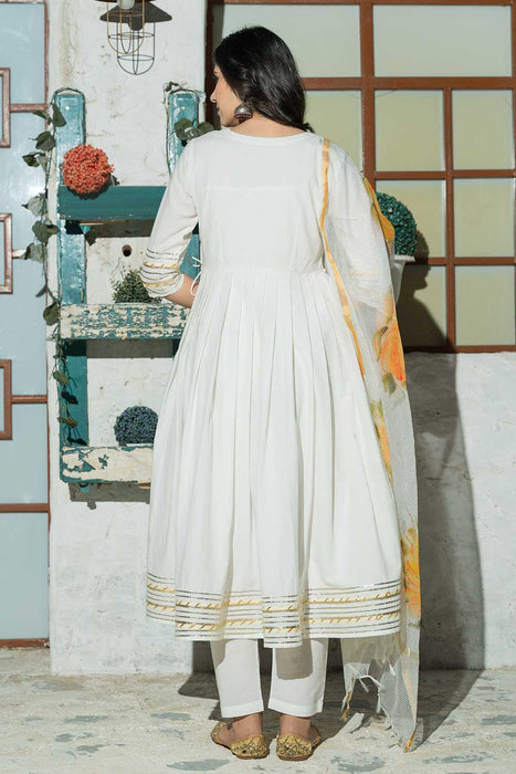 Masakali - Buy Cotton White Anarkali Set | Cotton Kurta with Pant – Shop  Rangeelo
