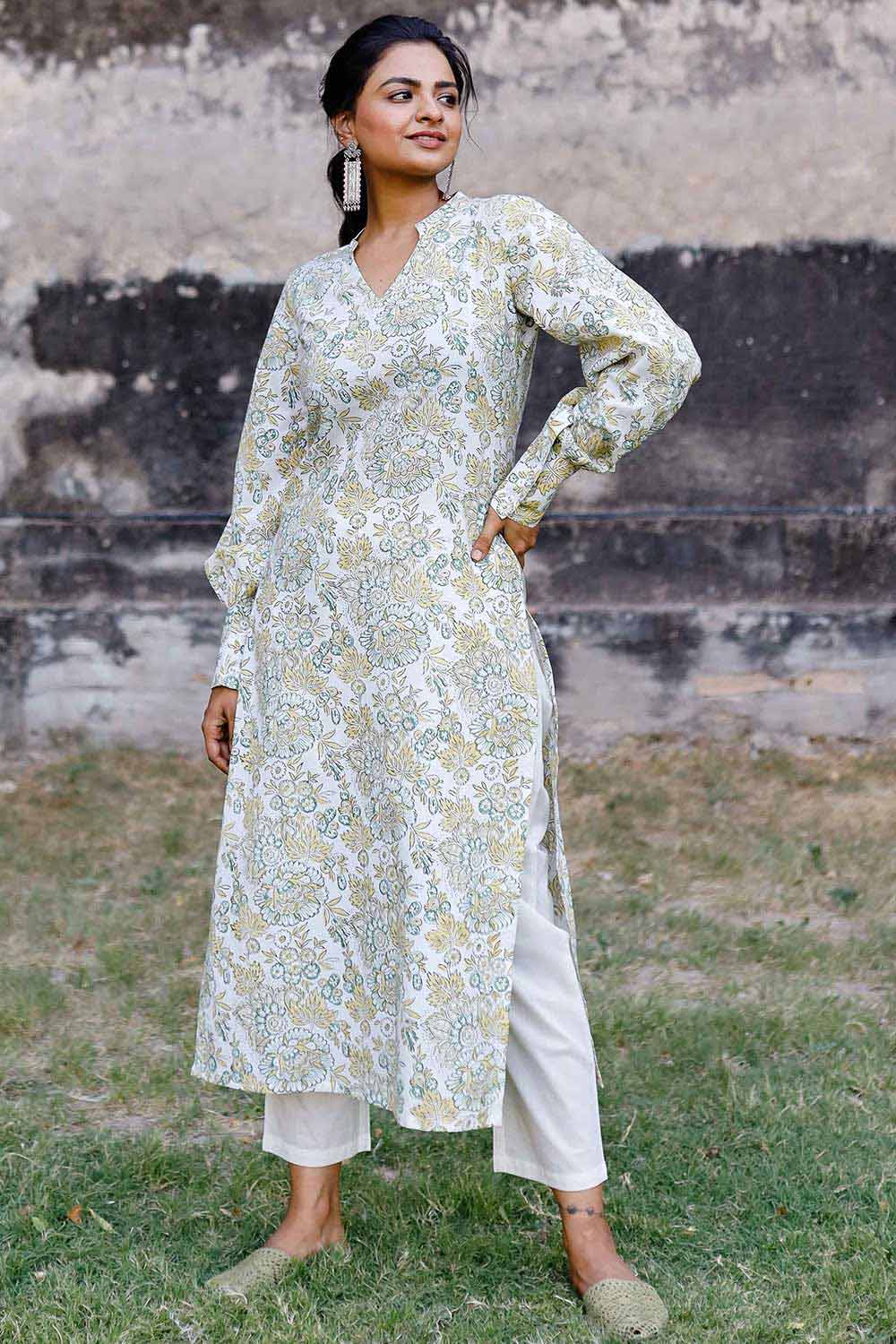 Cotton Printed Kurti Pant Set, Size : L, M, XL, Occasion : Party Wear at Rs  1,300 / Piece in Shimoga