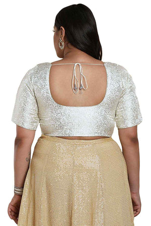 Buy Off White Brocade Readymade Saree Blouse Online - KARMAPLACE