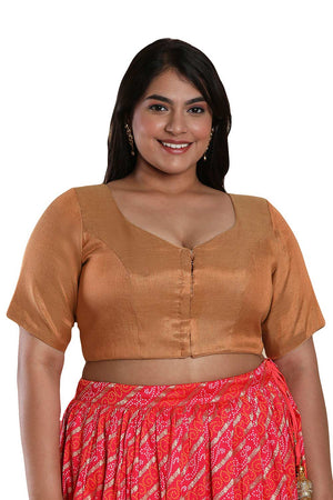 Buy Rose Gold Shimmer Readymade Saree Blouse Online - KARMAPLACE