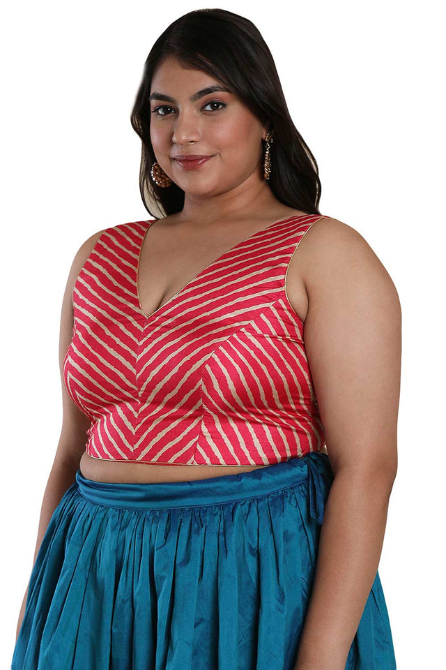 Buy Pink Silk Blend Readymade Saree Blouse Online - KARMAPLACE